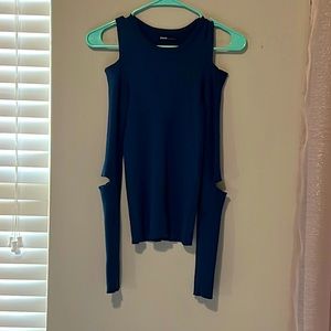 Nice Blue Sweaters I purchased in Europe w/ shoulders & elbow cut out